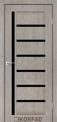 Дверне полотно VALENTINO DELUXE VLD-01, 800 х 2000, Лайт бетон (Скло чорне) 2000000098876 фото