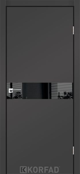 Каркасно-щитові двері GLASS LOFT PLATO GLP-01, 800 х 2000, Super PET антрацит, Lacobel чорний лак 2000000111155 фото
