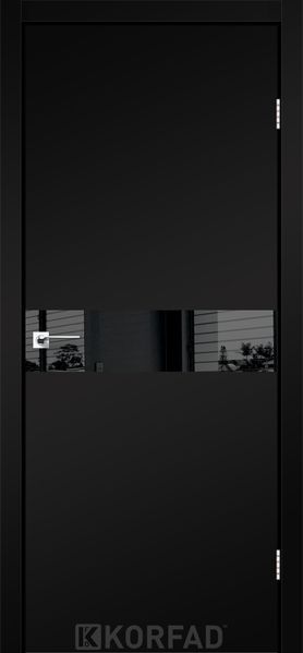 Каркасно-щитові двері GLASS LOFT PLATO GLP-01, 800 х 2000, Super PET чорний, Lacobel чорний лак 2000000128832 фото
