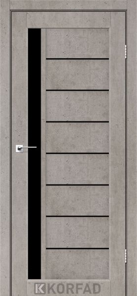 Дверне полотно FLORENCE FL-01, 900 х 2000, Лайт бетон, скло чорне 2000000141572 фото