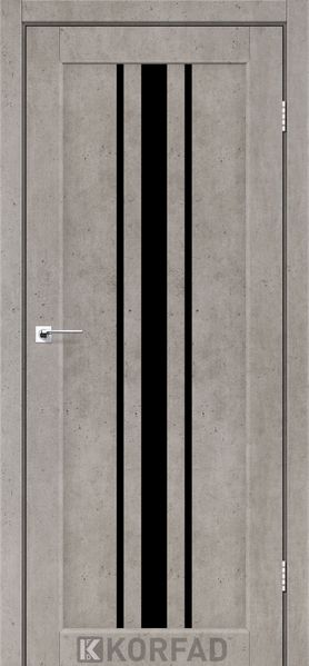 Дверне полотно FLORENCE FL-03, 800 х 2000, Лайт бетон (Скло чорне) 2000000116204 фото