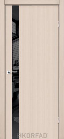 Каркасно-щитові двері GLASS LOFT PLATO GLP-02, 800 х 2000, Білений дуб , Lacobel чорний лак 2000000135731 фото