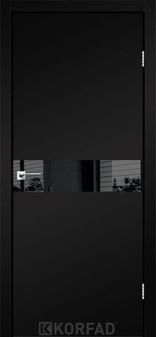 Каркасно-щитові двері GLASS LOFT PLATO GLP-01, 800 х 2000, Super PET чорний, Lacobel чорний лак 2000000128832 фото