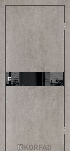 Каркасно-щитові двері GLASS LOFT PLATO GLP-01, 800 х 2000, Лайт бетон, Lacobel чорний лак 2000000138763 фото